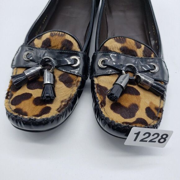 Stuart Weitzman Shoes Womens Size 8 Black Leopard Tassel Loafers Made in Spain - Picture 12 of 12